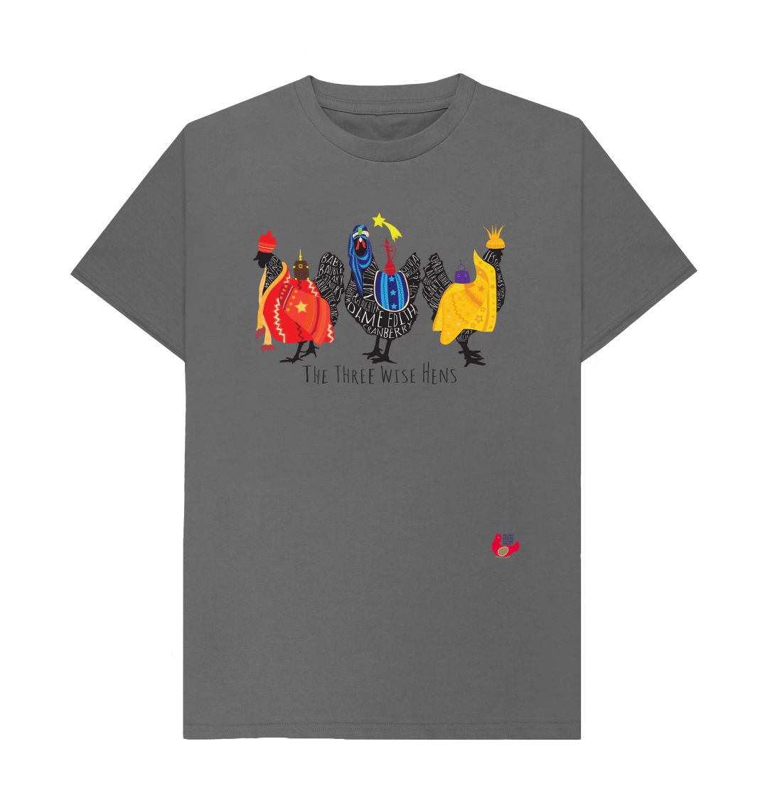 Slate Grey Unisex Short Sleeve T-Shirt - Bob Mortimer Three Wise Hens