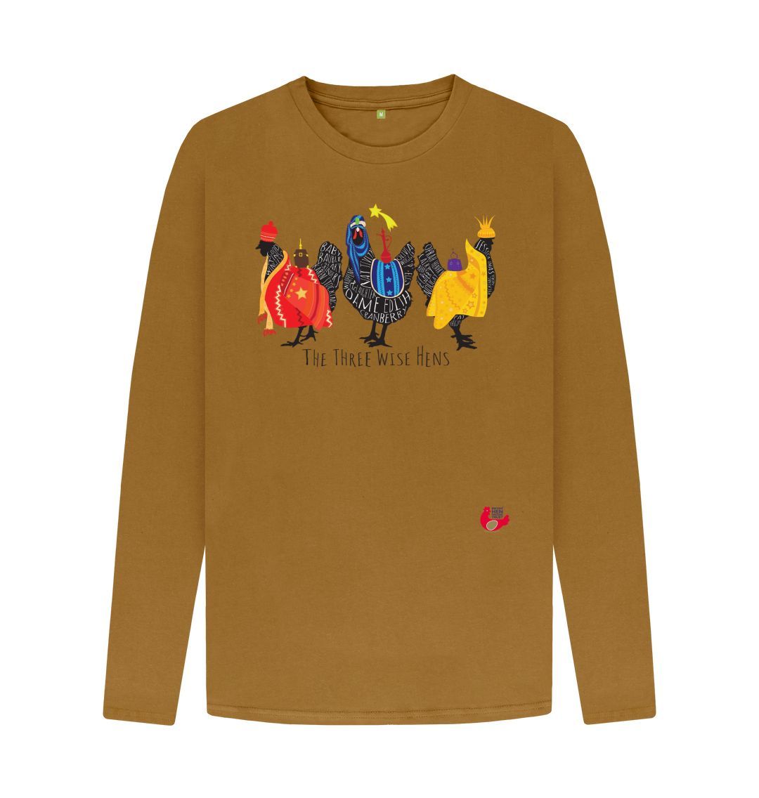 Brown Men's Long Sleeve T-Shirt - Bob Mortimer Three Wise Hens