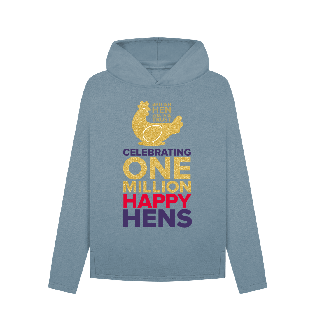 Stone Blue Ladies Celebrating One Million Happy Hens Hoodie