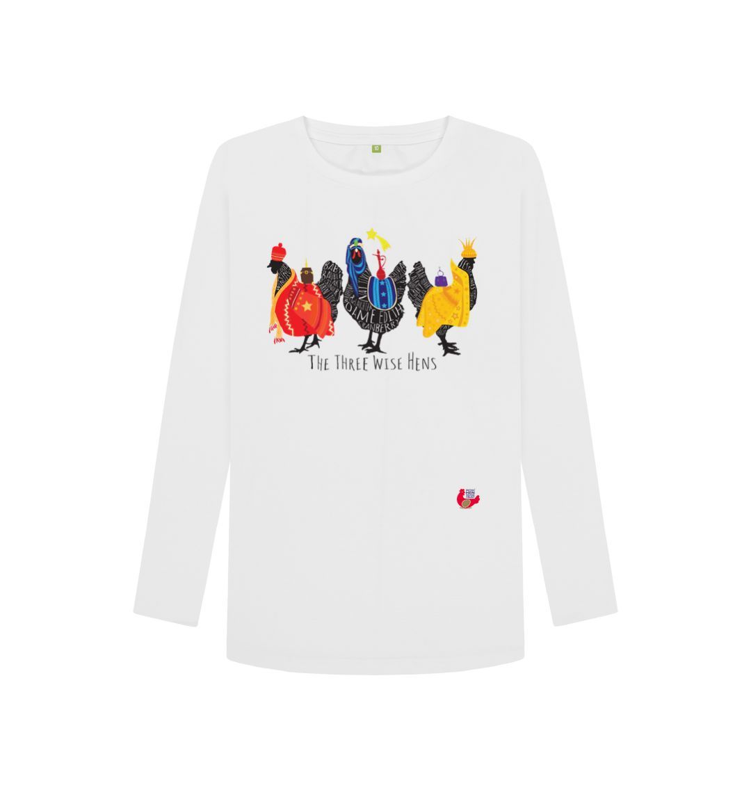 White Women's Long Sleeve T-Shirt - Bob Mortimer Three Wise Hens