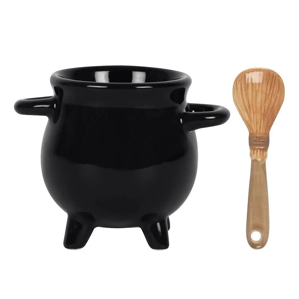 Halloween Cauldron Egg Cup with Broom Spoon