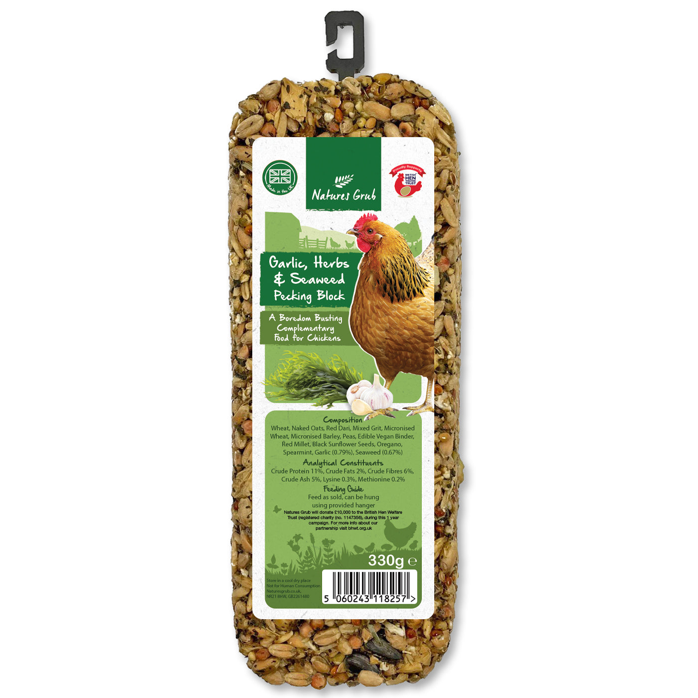 Natures Grub Garlic, Herbs & Seaweed Pecking Block