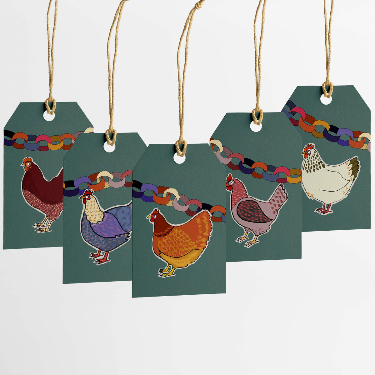 Quarry's Edge Christmas Paper Chain Hen Gift Tags