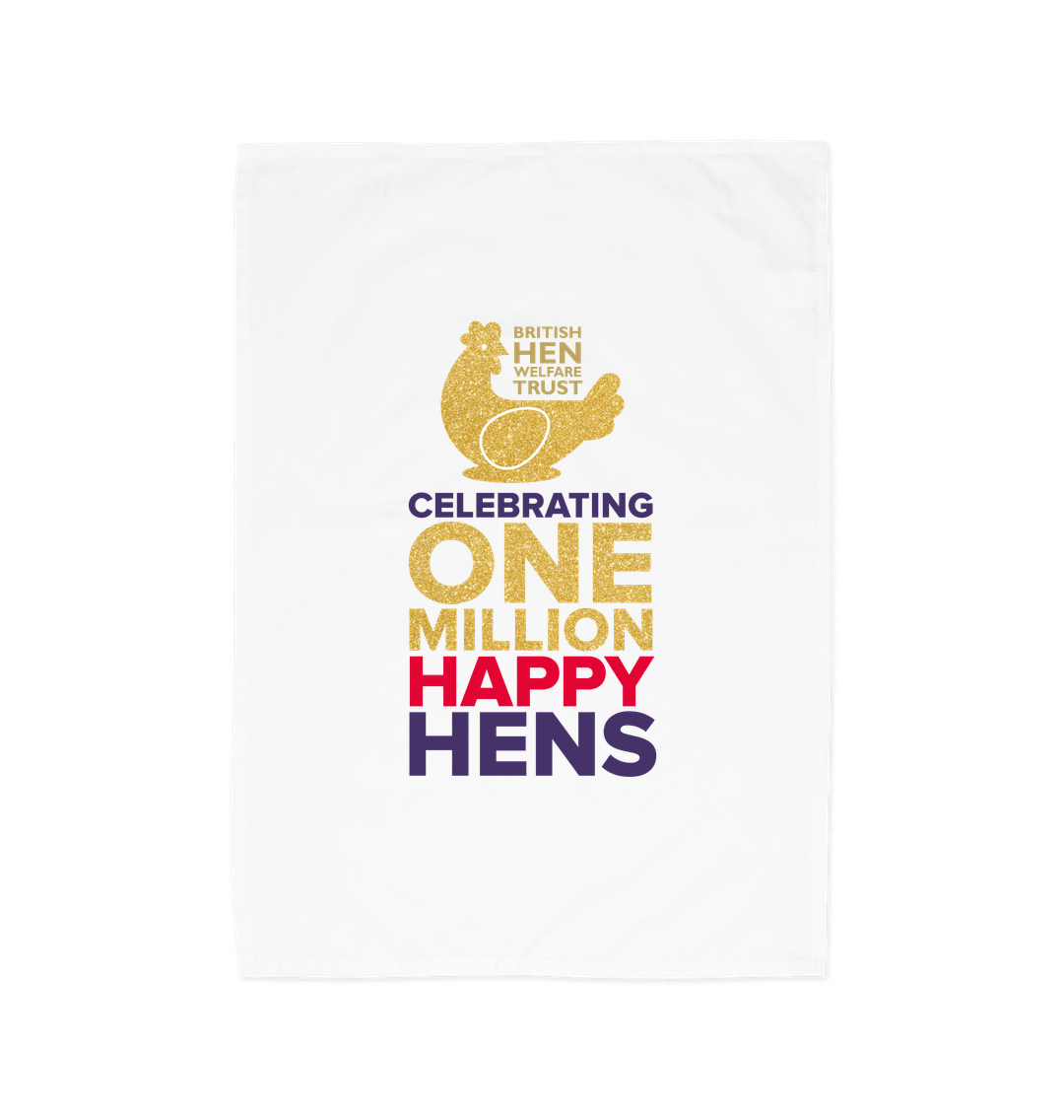 White Celebrating One Million Happy Hens Tea Towel