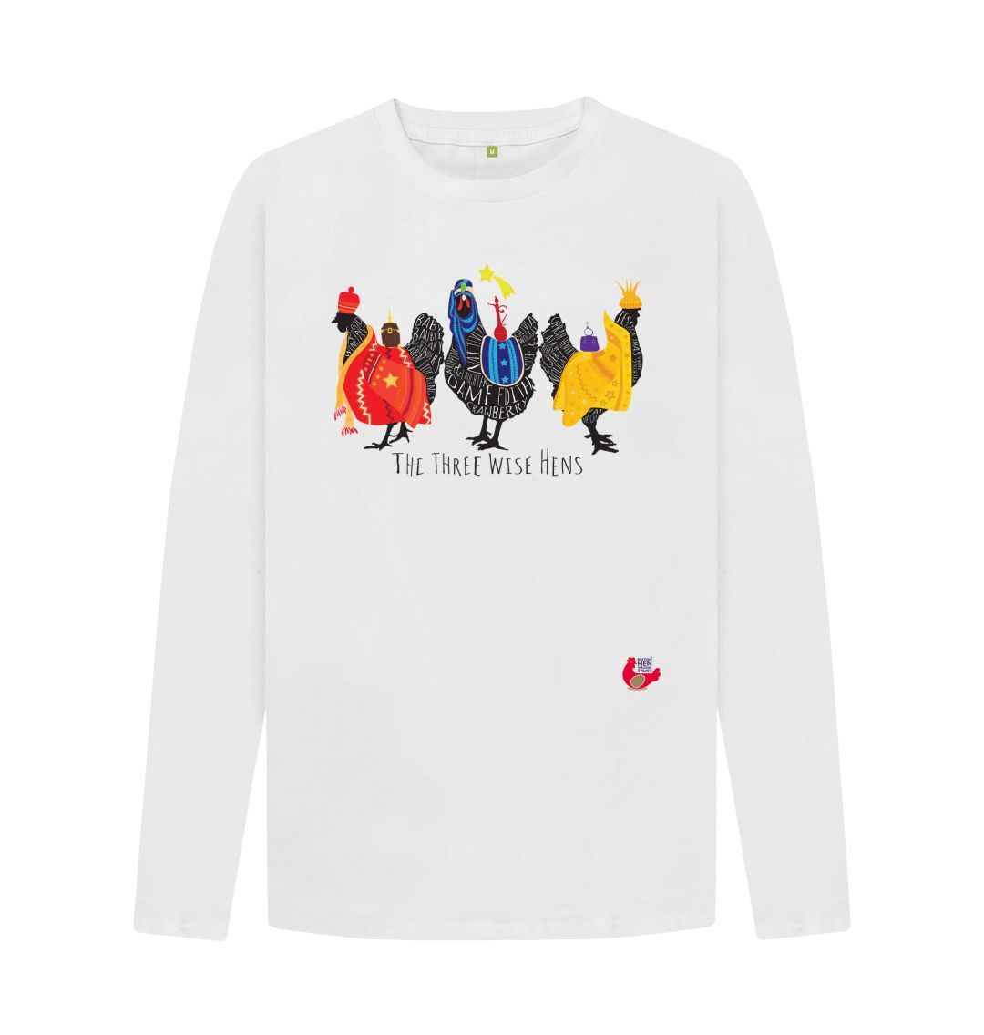 White Men's Long Sleeve T-Shirt - Bob Mortimer Three Wise Hens