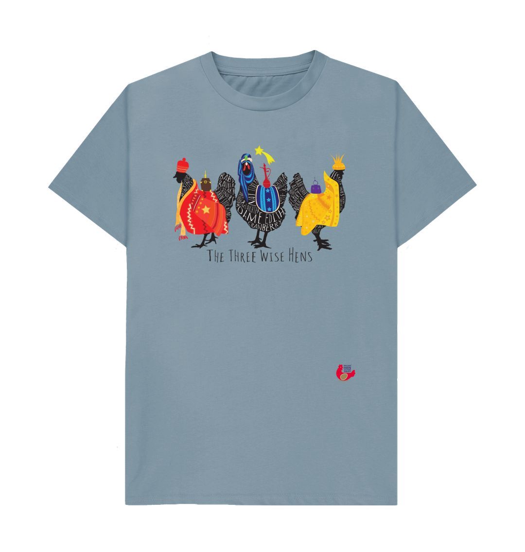 Stone Blue Unisex Short Sleeve T-Shirt - Bob Mortimer Three Wise Hens