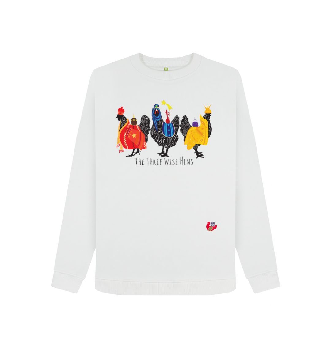 White Women's Sweatshirt - Bob Mortimer Three Wise Hens