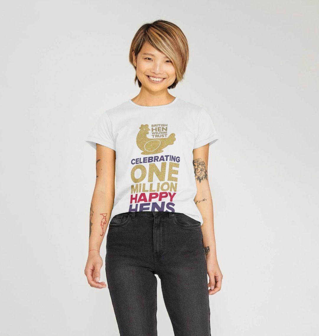 Ladies Celebrating One Million Happy Hens T-Shirt in White