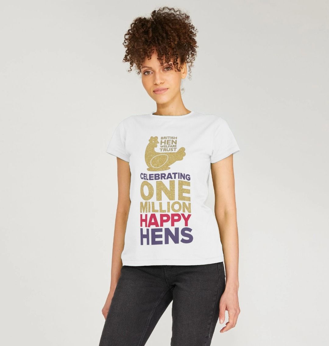 Ladies Celebrating One Million Happy Hens T-Shirt in White