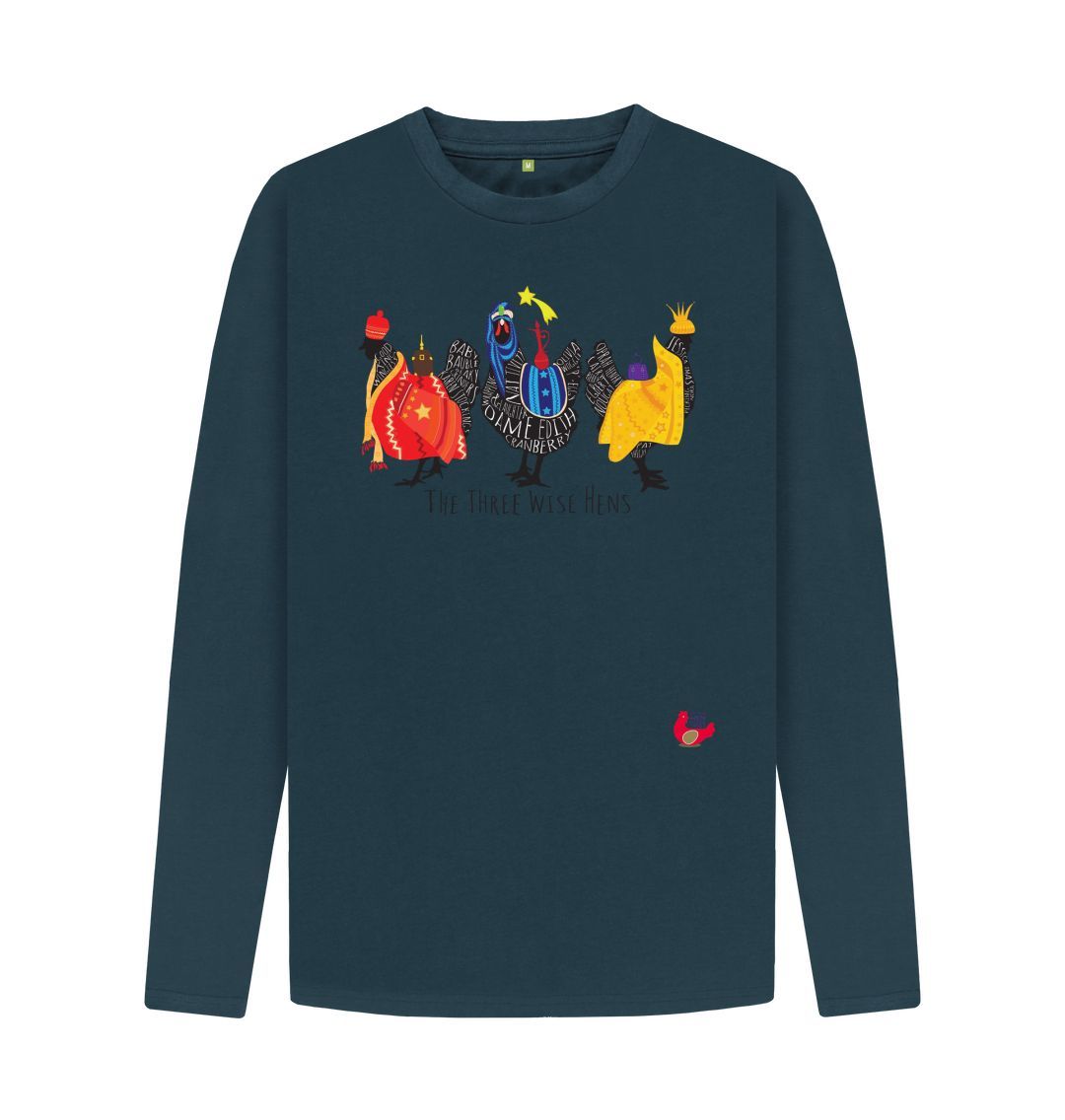 Denim Blue Men's Long Sleeve T-Shirt - Bob Mortimer Three Wise Hens