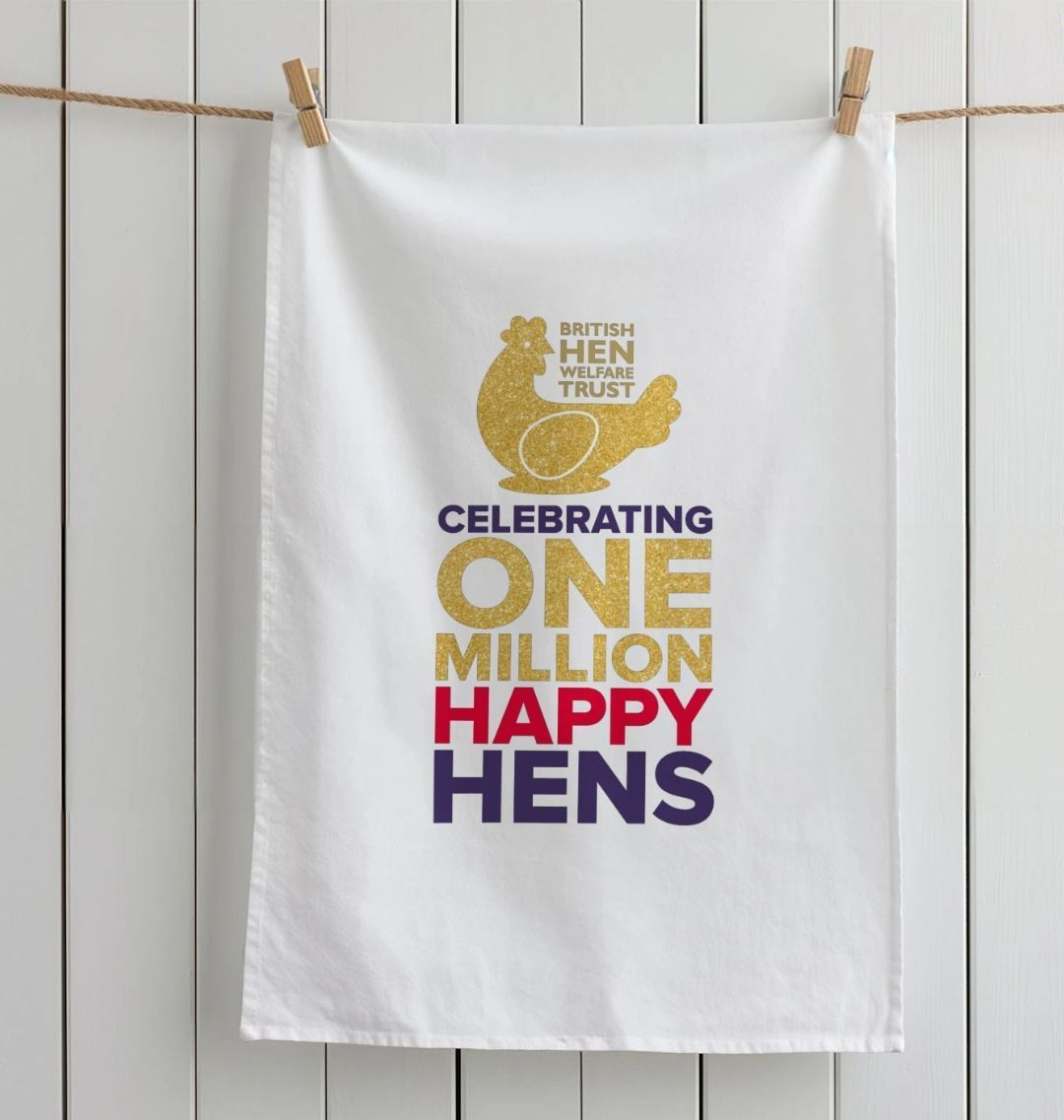 Celebrating One Million Happy Hens Tea Towel