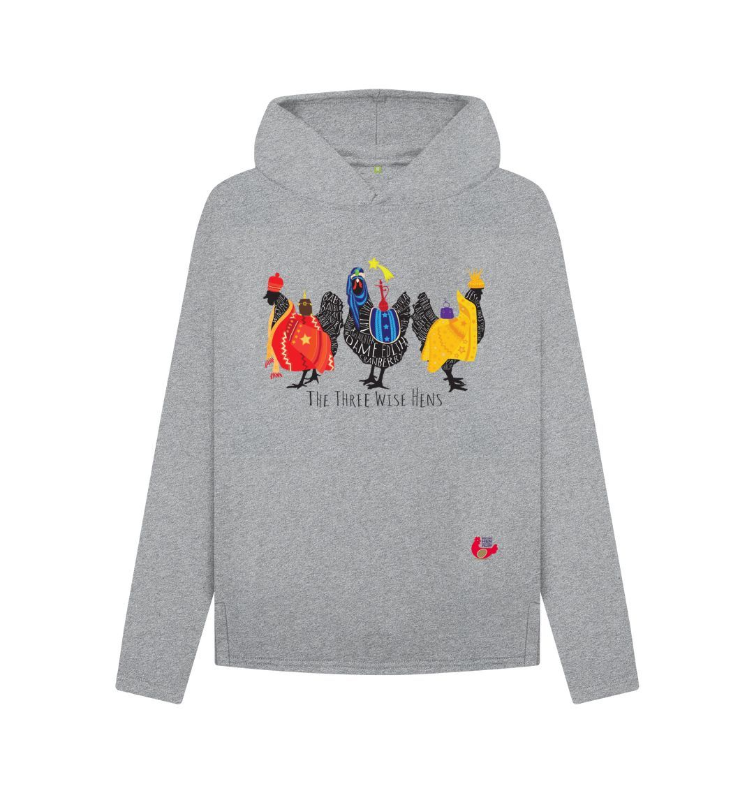 Athletic Grey Women's Hoodie- Bob Mortimer Three Wise Hens