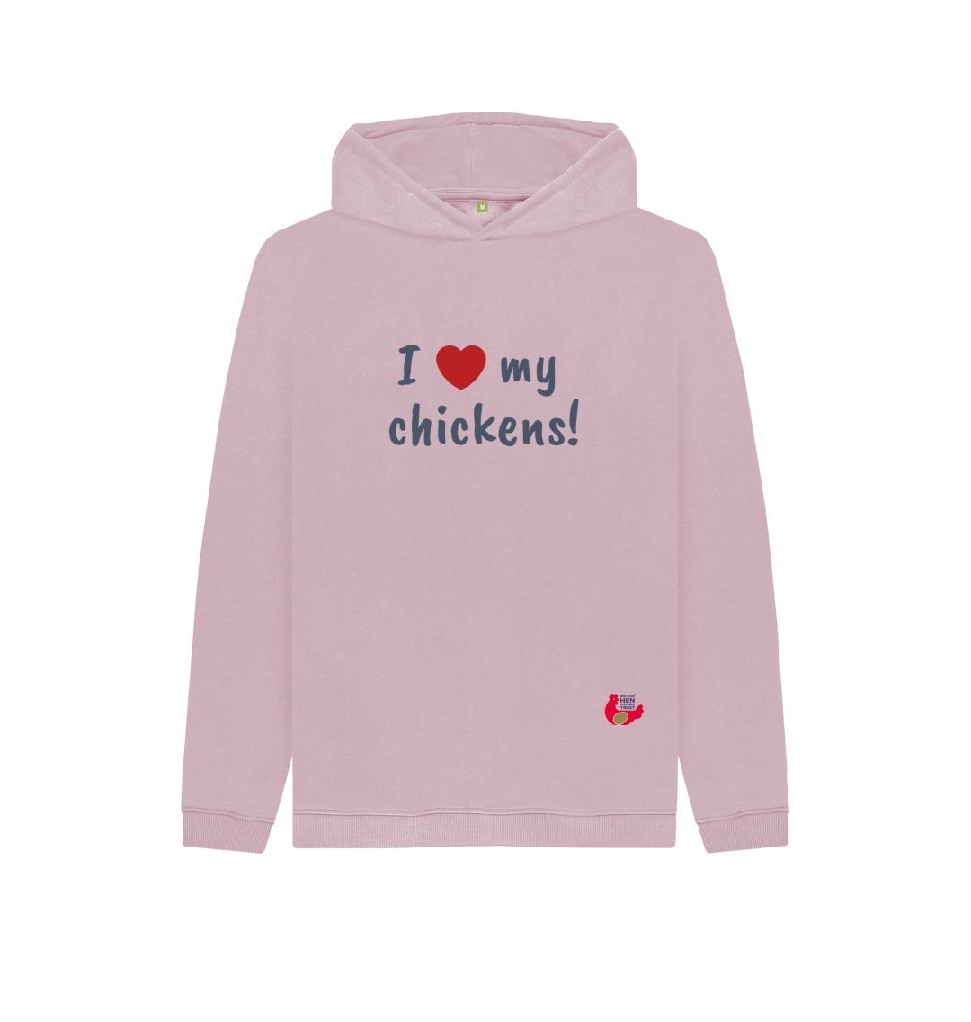 Mauve I 'love' my chickens! Kids Unisex Hoodie