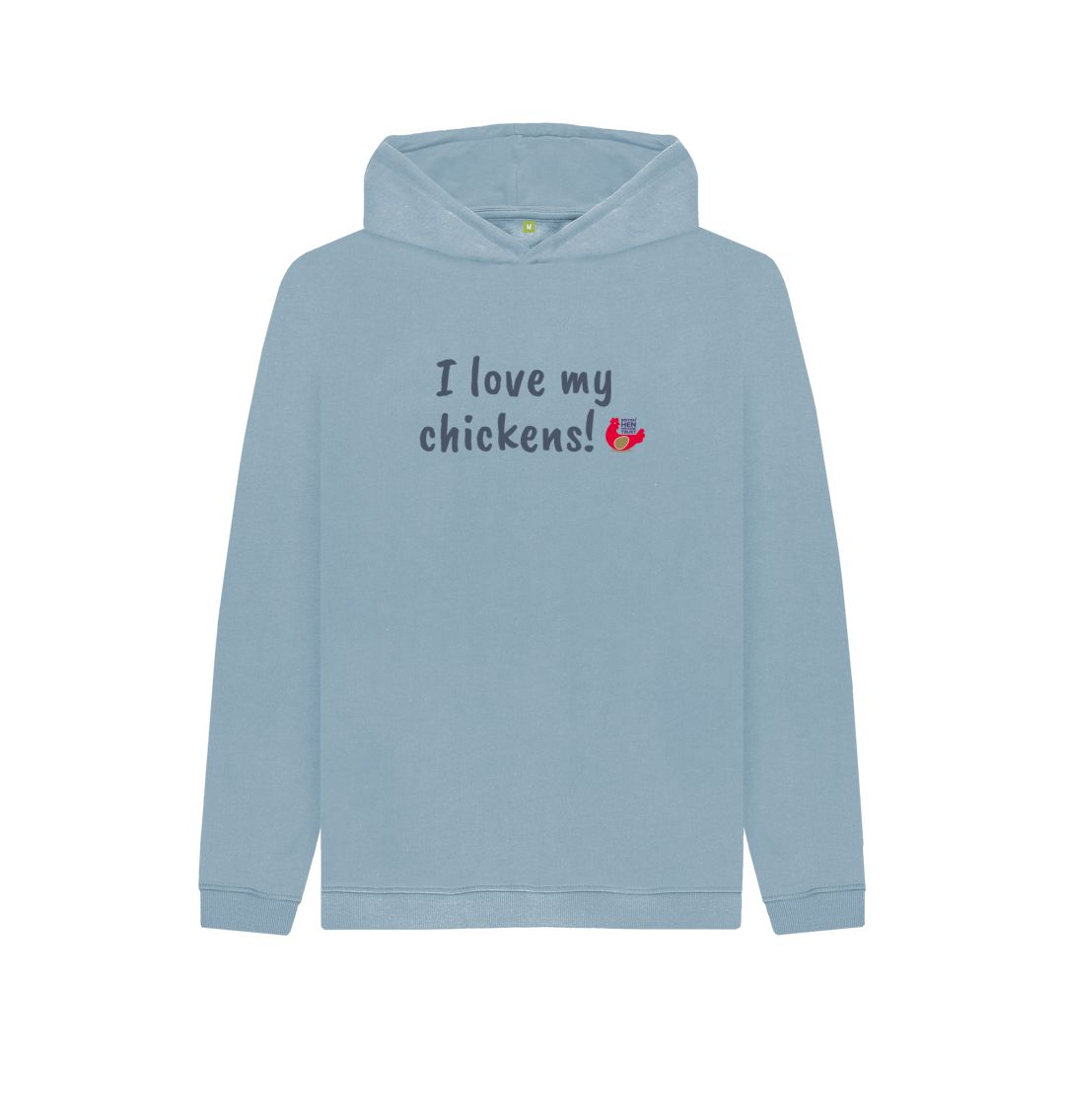 Stone Blue I love my chickens! Kids Unisex Hoodie