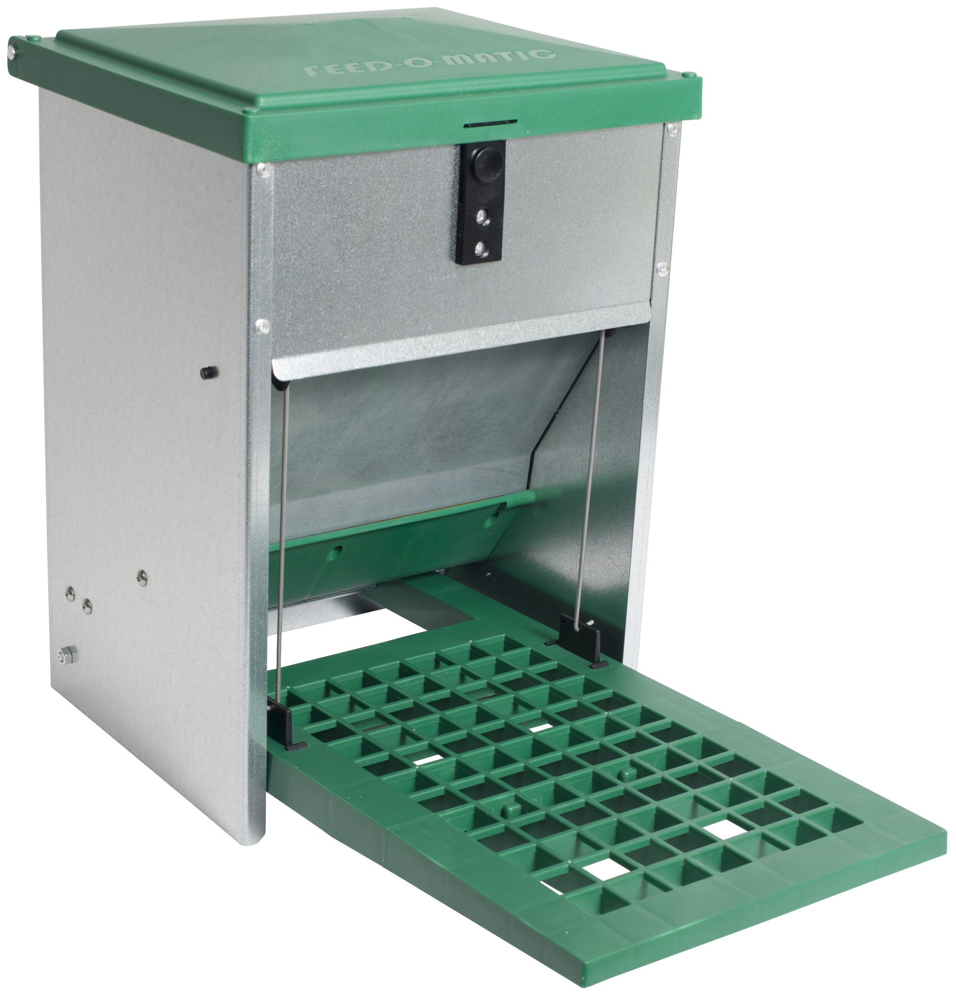 Eton Treadle Feeder 5kg - galvanised metal, green plastic