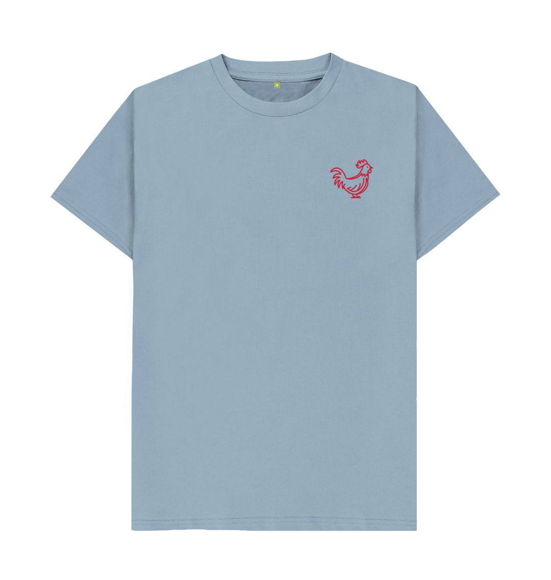 Stone Blue Cockerel Small Logo - Red