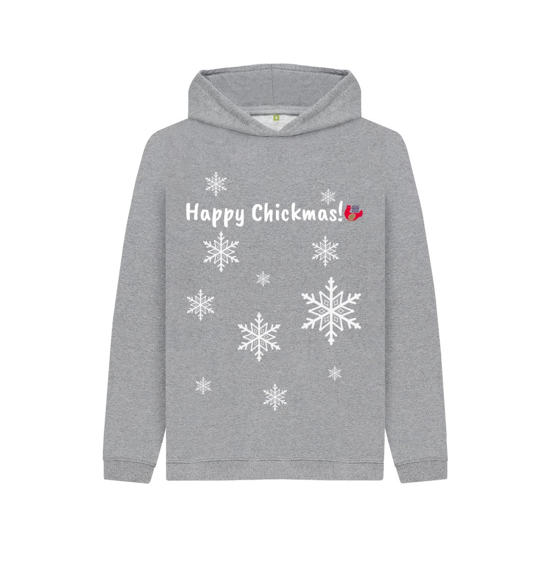 Athletic Grey Kids Unisex Hoodie - Happy Chickmas! Snowflake