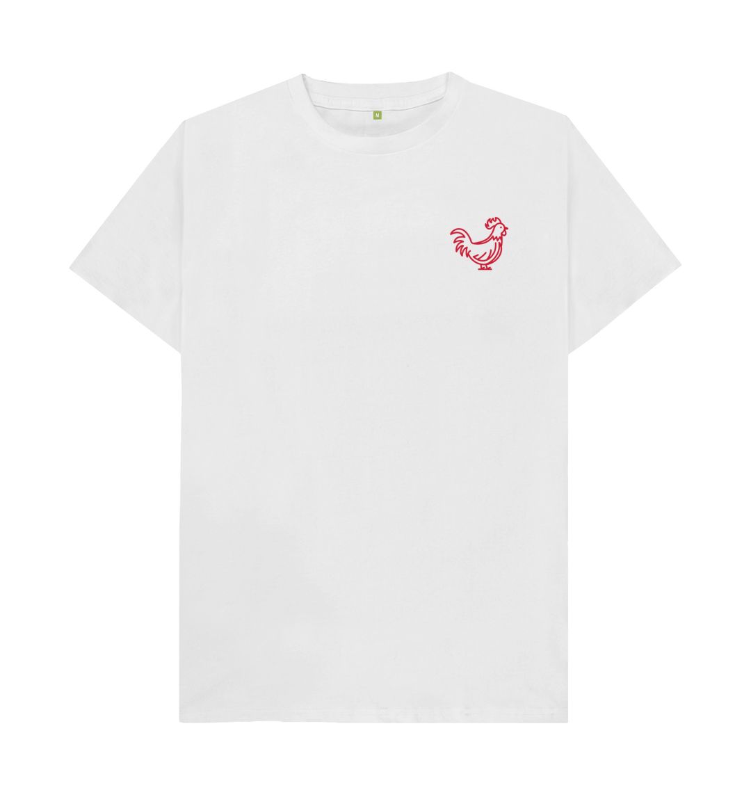 White Cockerel Small Logo - Red