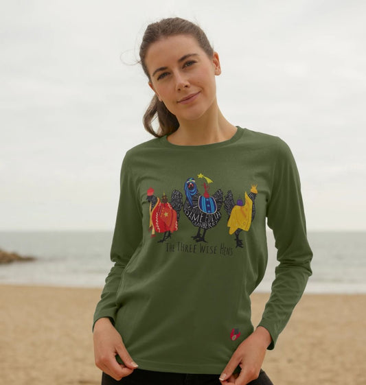 Women's Long Sleeve T-Shirt - Bob Mortimer Three Wise Hens