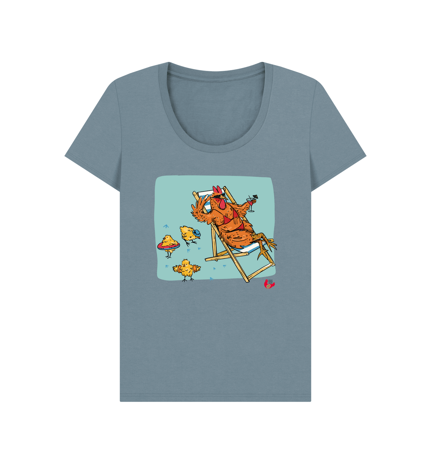Stone Blue Printed T-shirt Front