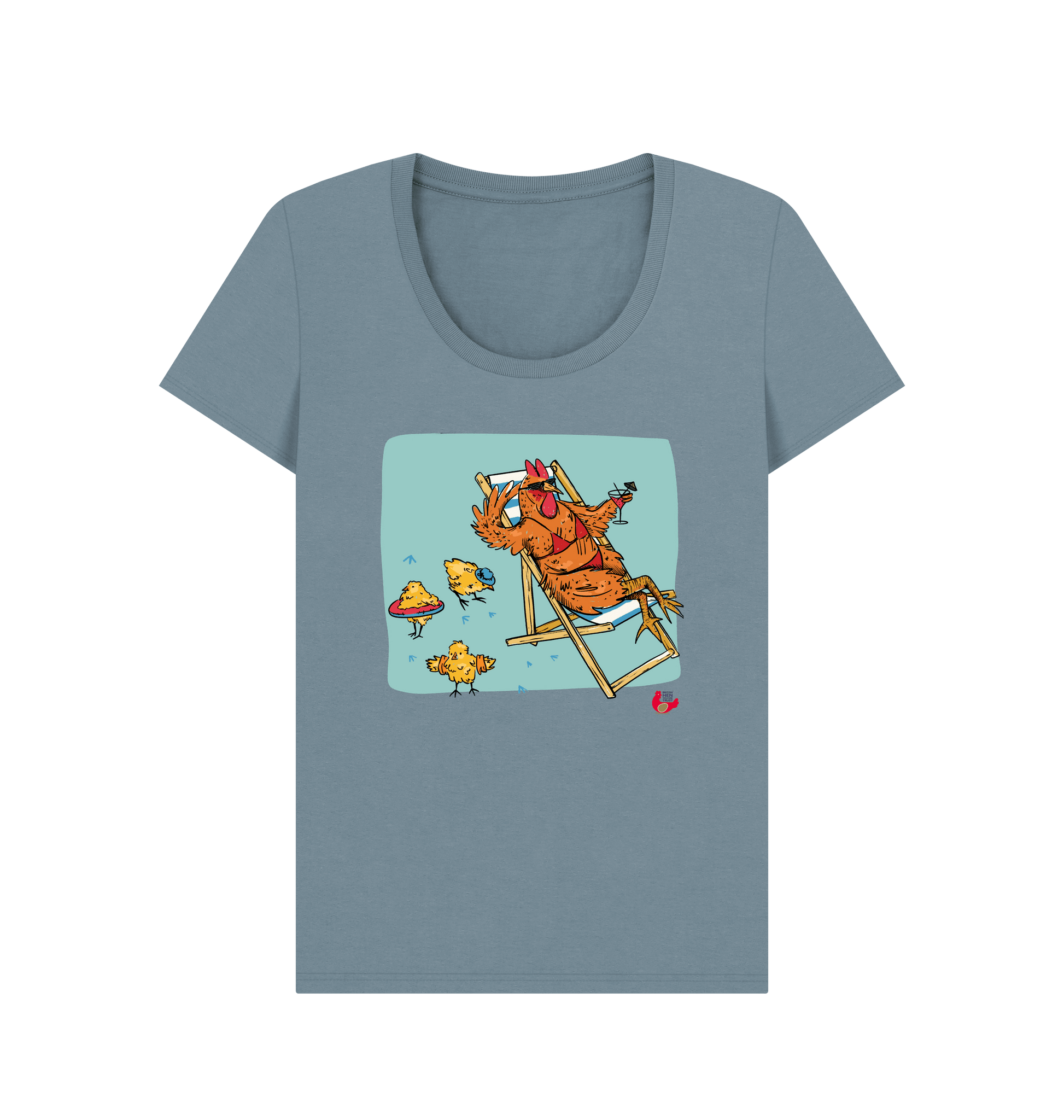 Stone Blue Printed T-shirt Front