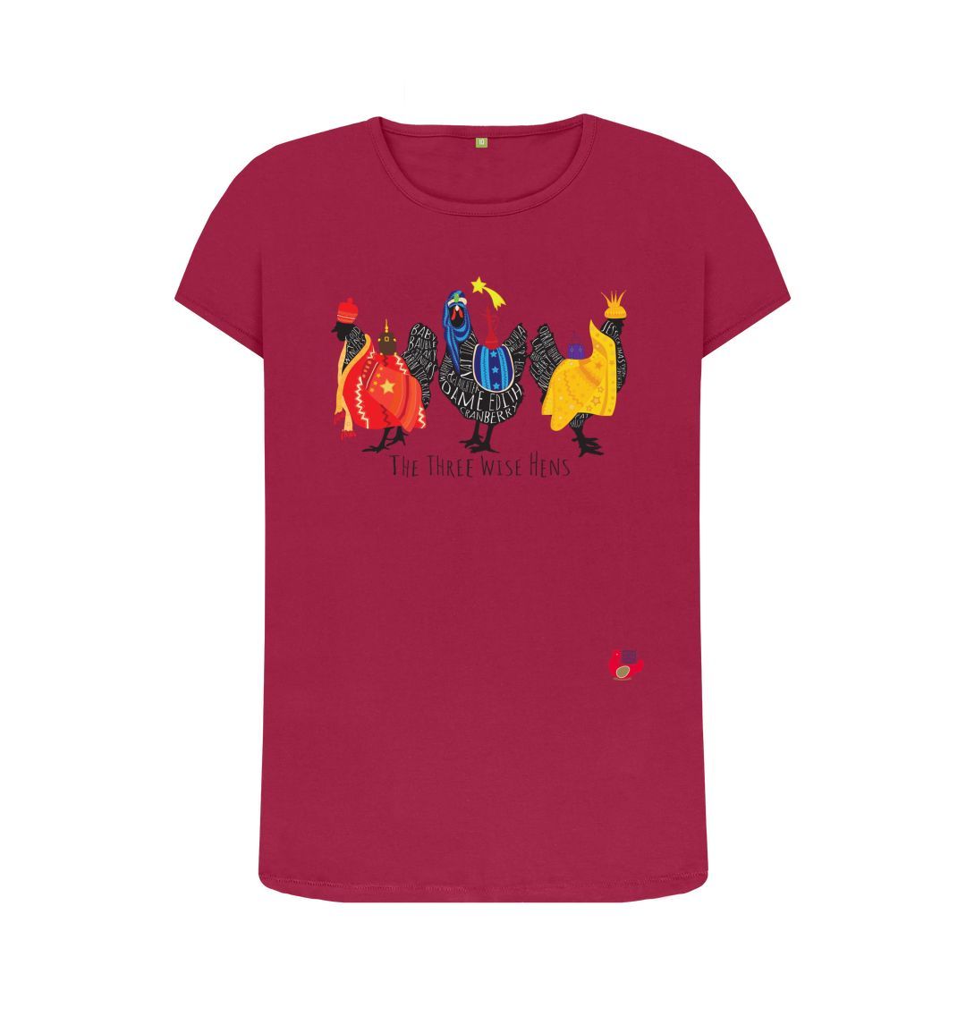 Cherry Women's Short Sleeve Crew Neck T-Shirt - Bob Mortimer Three Wise Hens