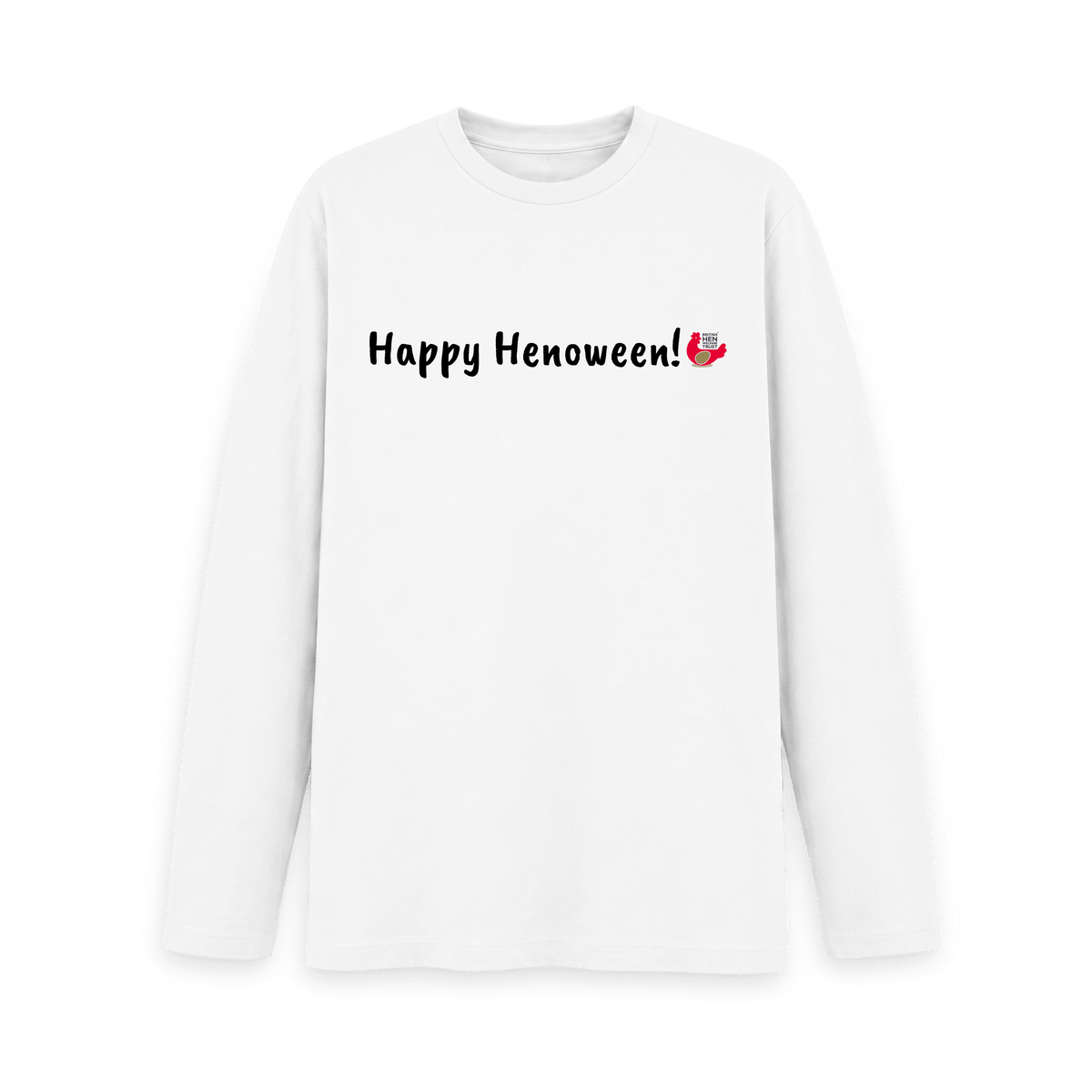 White Printed Long Sleeve T Shirt Front
