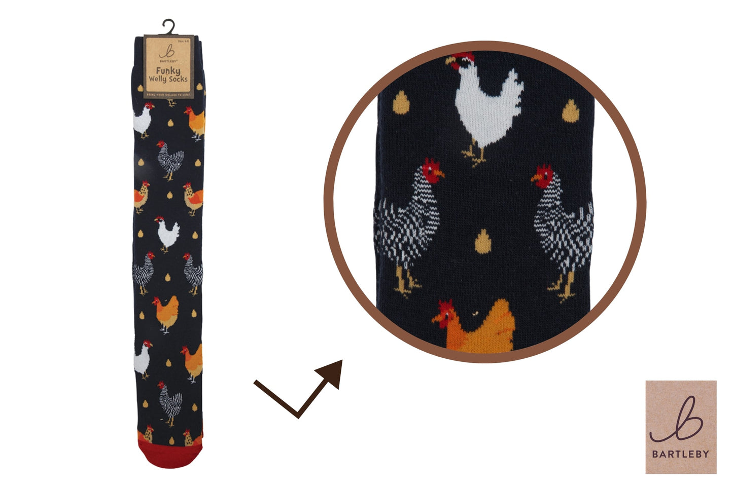 Bartleby Funky Chicken Welly Socks