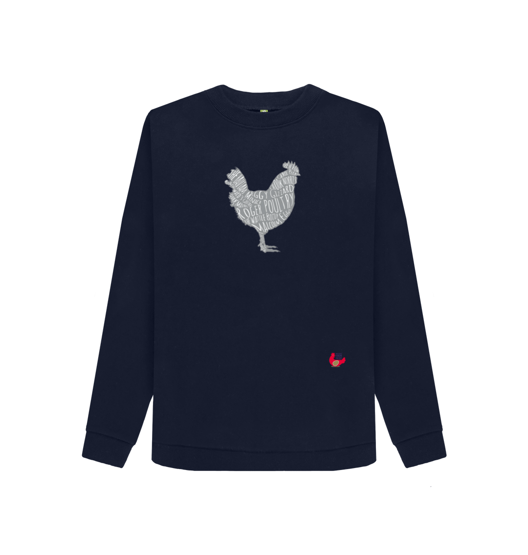 Navy Blue Printed Sweater Front