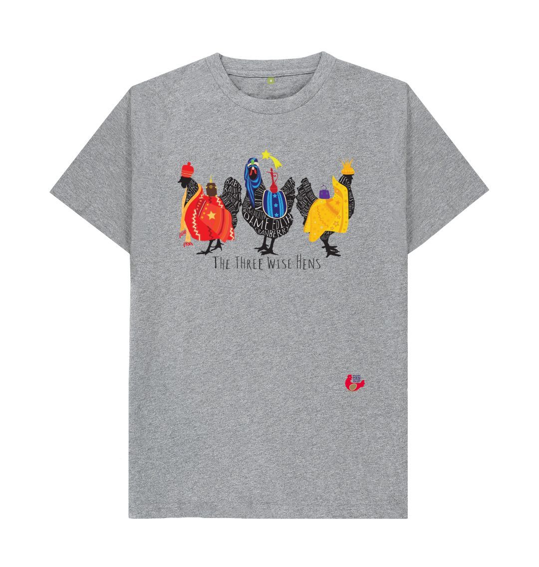 Athletic Grey Size Large Unisex Short Sleeve T-Shirt - Bob Mortimer Three Wise Hens