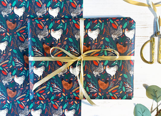 Bea Baranowska Christmas Chicken Wrapping Paper