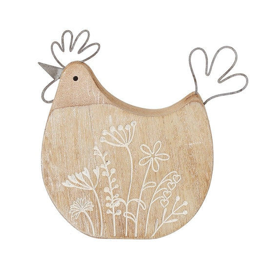 Heaven Sends Wooden Chicken with Floral Pattern