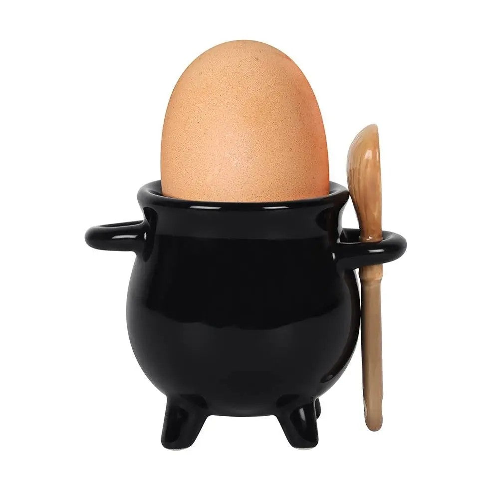 Halloween Cauldron Egg Cup with Broom Spoon