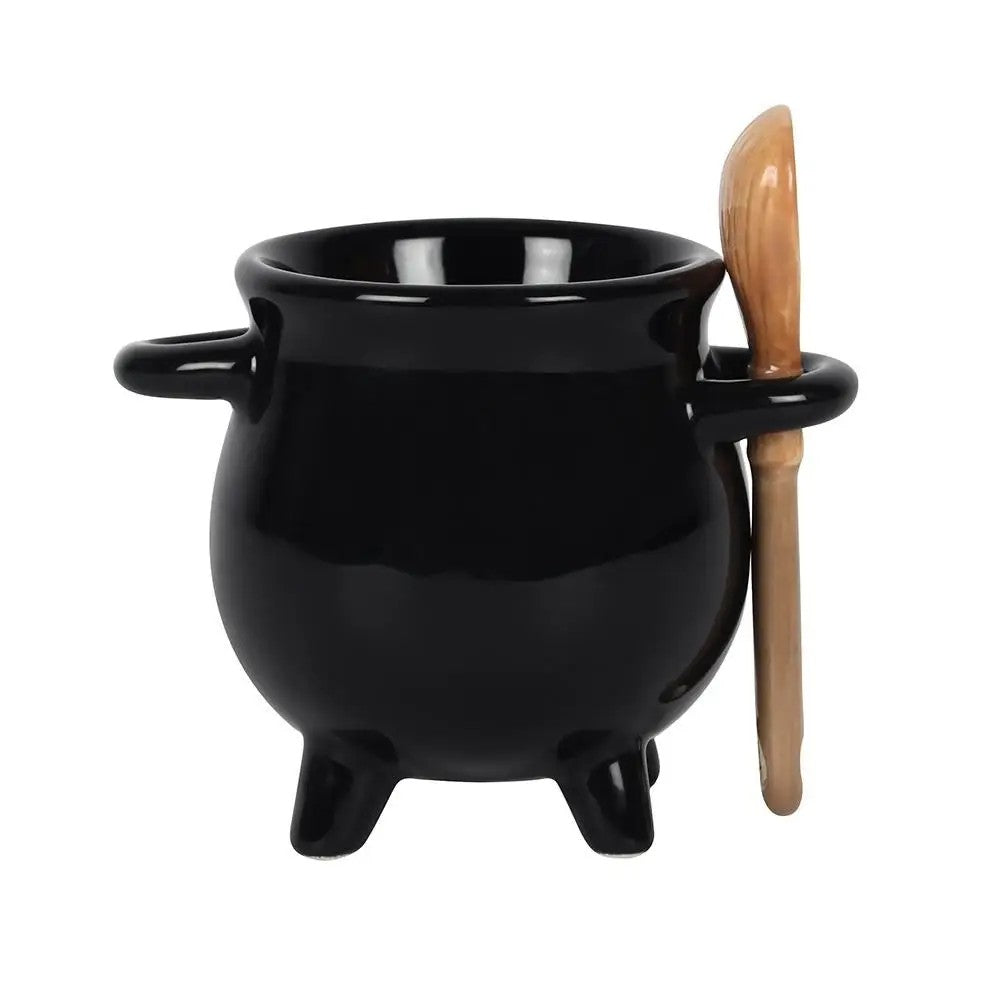 Halloween Cauldron Egg Cup with Broom Spoon