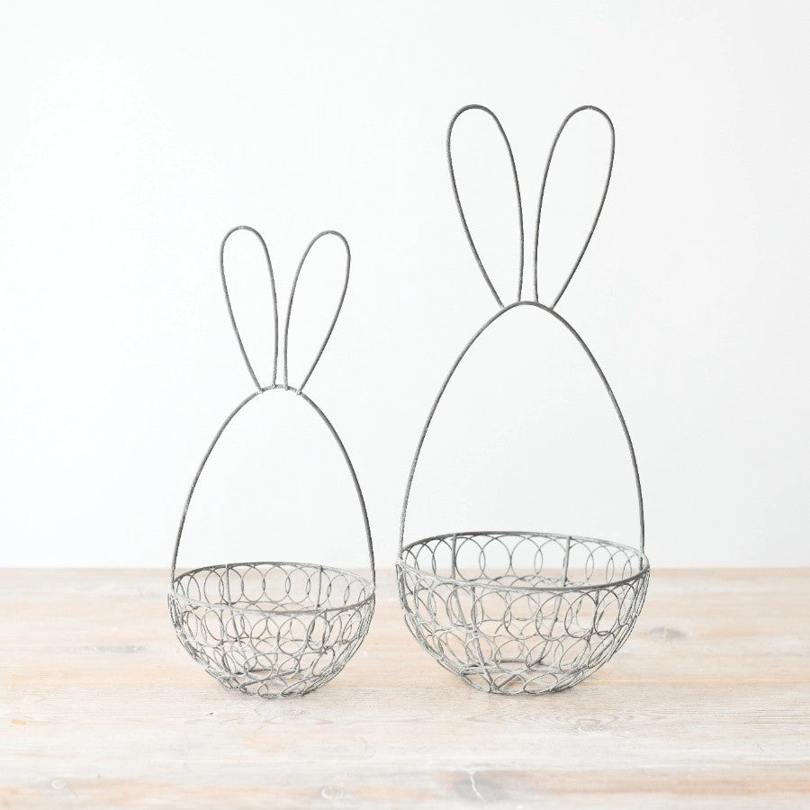 Gainsborough Giftware x Portland Living Grey Wire Rabbit Bunny Basket