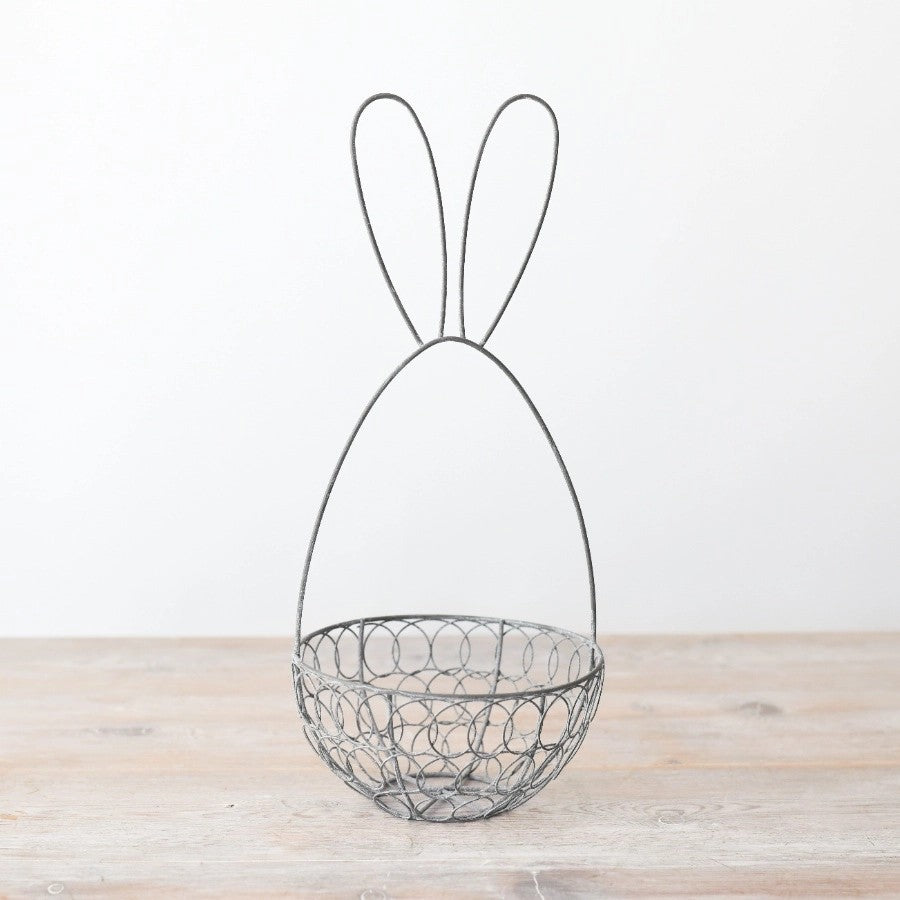 Gainsborough Giftware x Portland Living Grey Wire Rabbit Bunny Basket