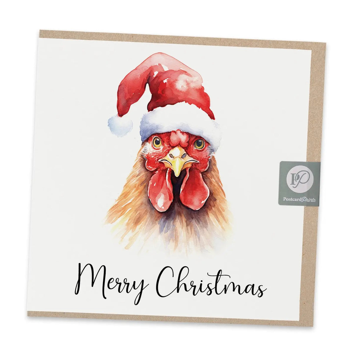 Postcard Prints - Chicken in a Santa Hat
