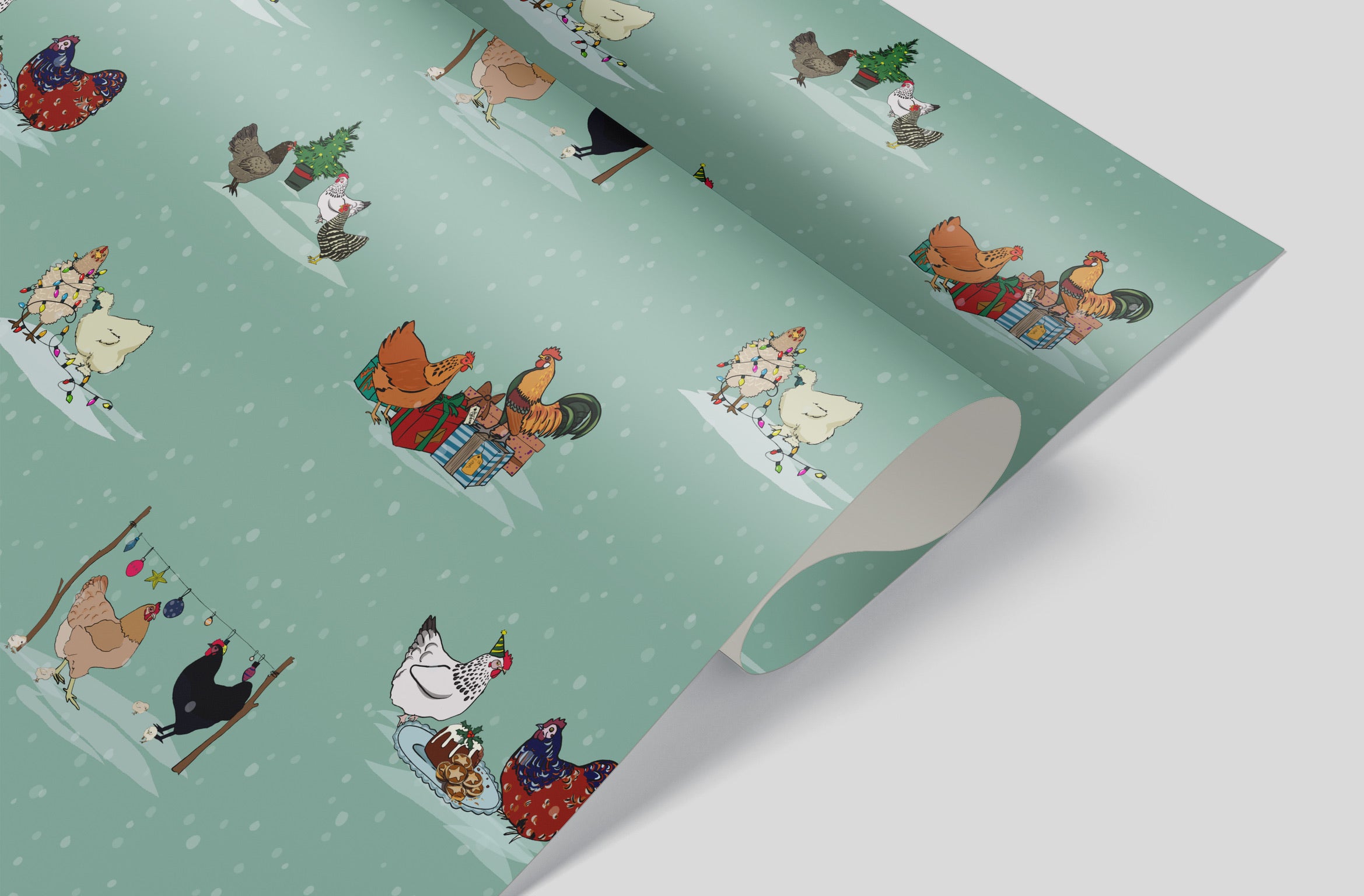 Quarry's Edge Christmas Chicken Wrapping Paper