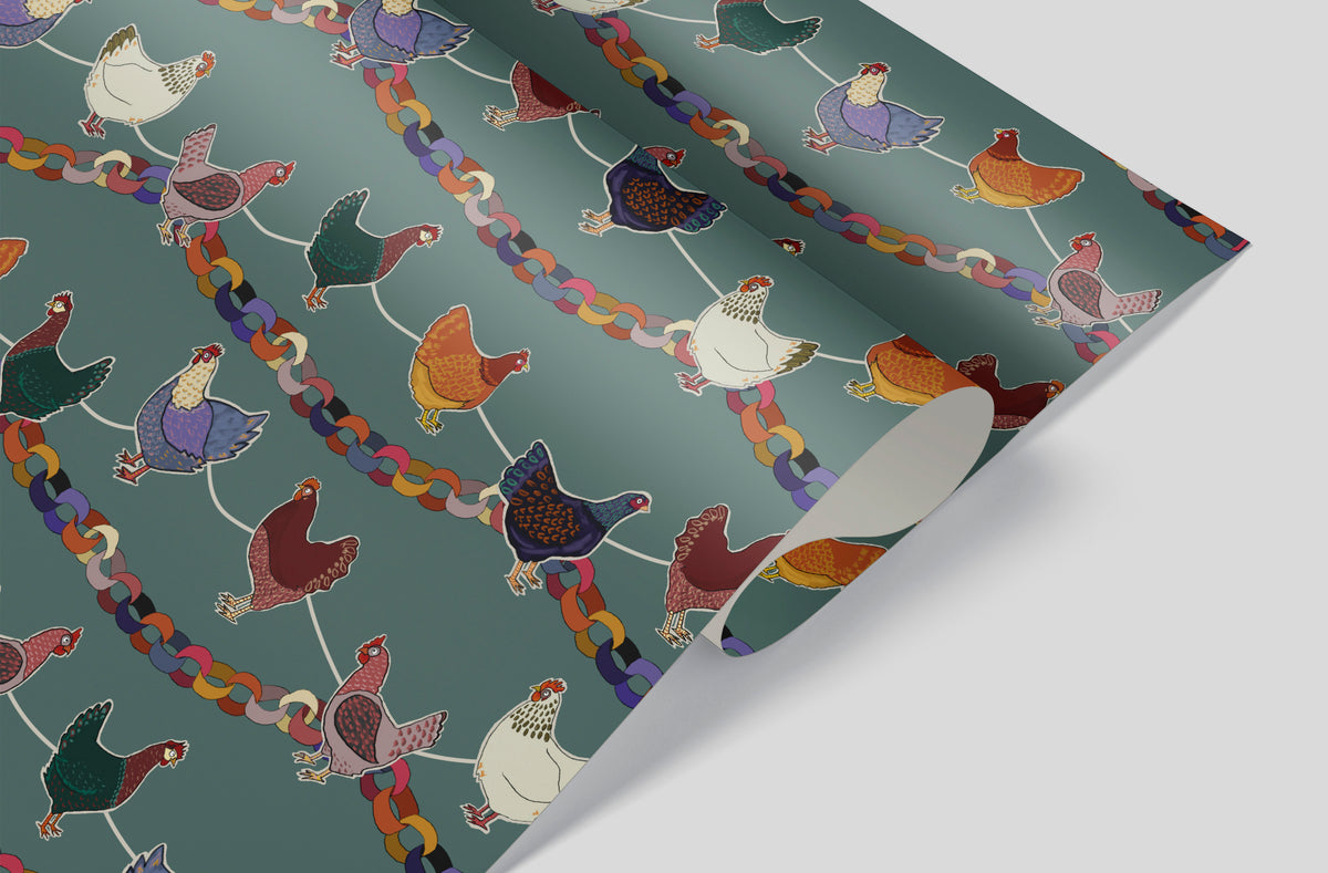 Quarry's Edge Christmas Paper Chain Hen Wrapping Paper