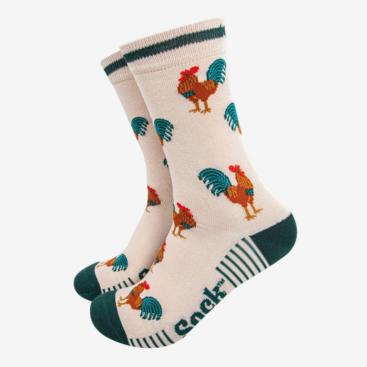 Men's Bamboo Socks - Cream Rooster