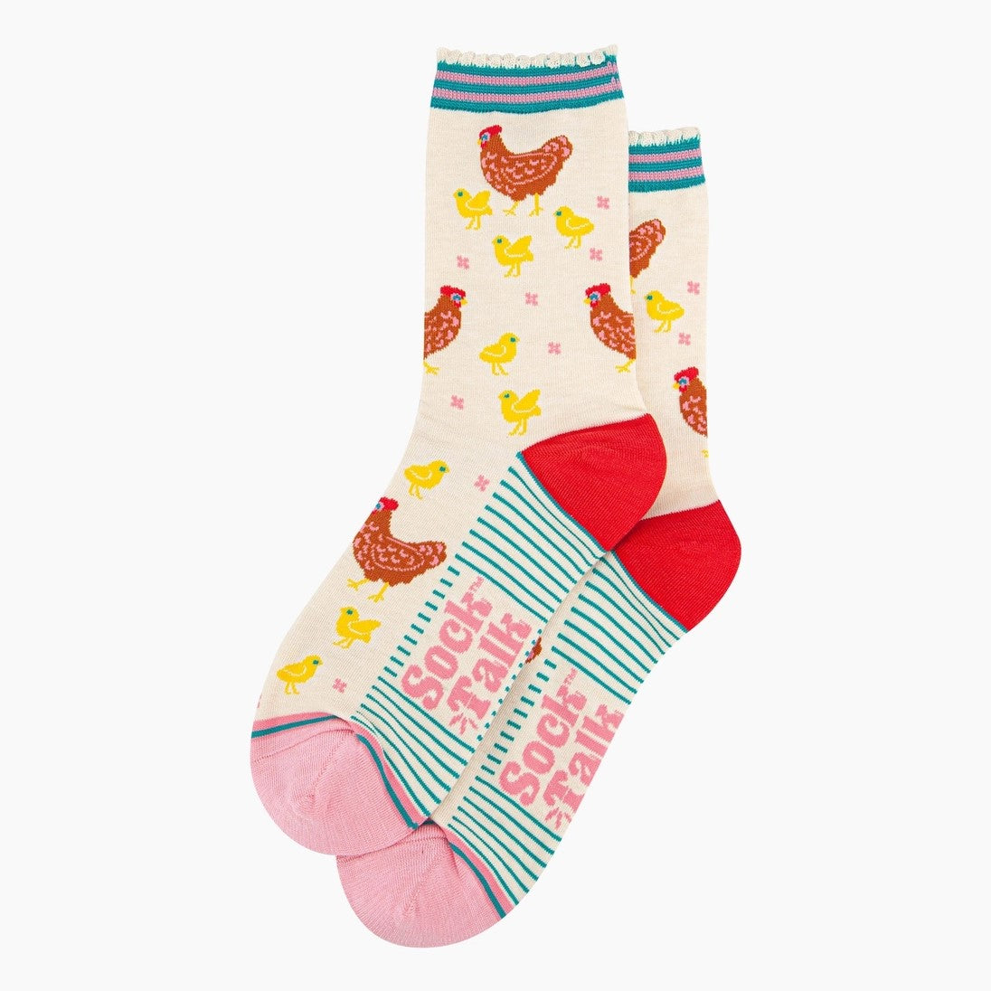 Sock Talk Women's Bamboo Socks - Cream, Hen and Chicks