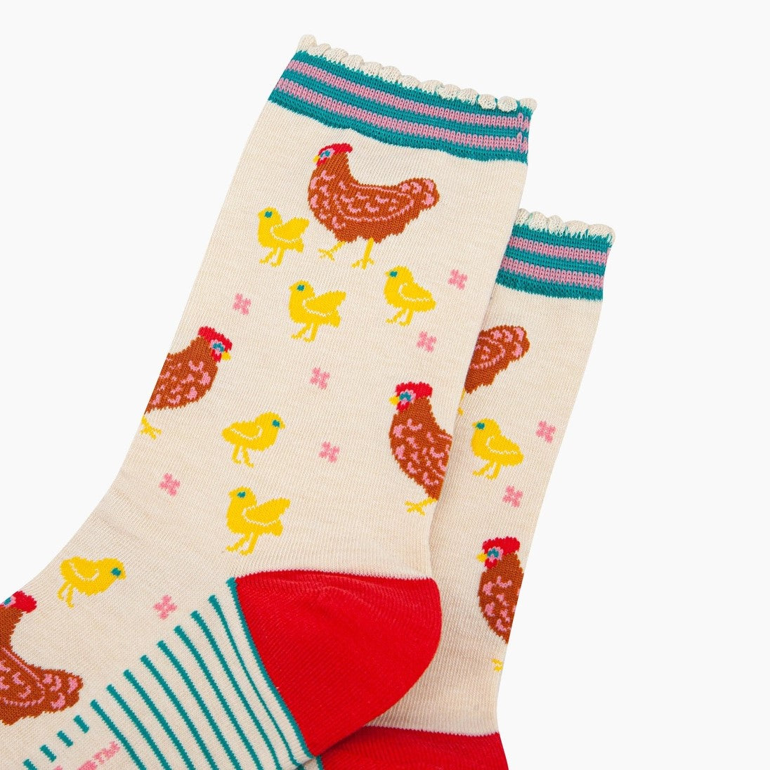 Sock Talk Women's Bamboo Socks - Cream, Hen and Chicks
