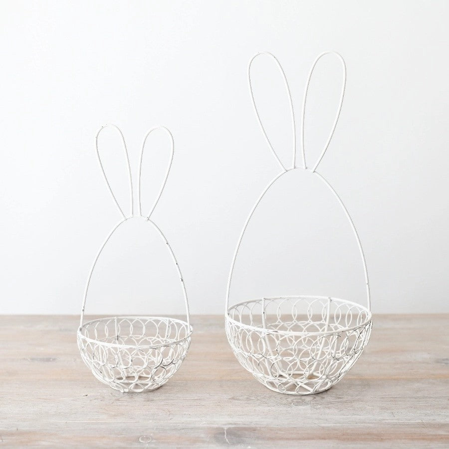 Gainsborough Giftware x Portland Living White Wire Rabbit Bunny Basket