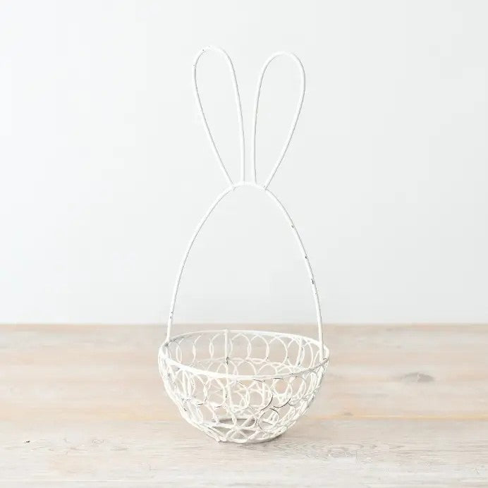 Gainsborough Giftware x Portland Living White Wire Rabbit Bunny Basket