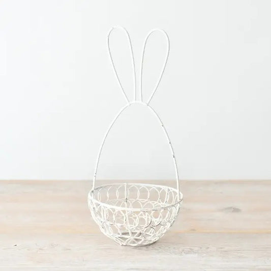 Gainsborough Giftware x Portland Living White Wire Rabbit Bunny Basket