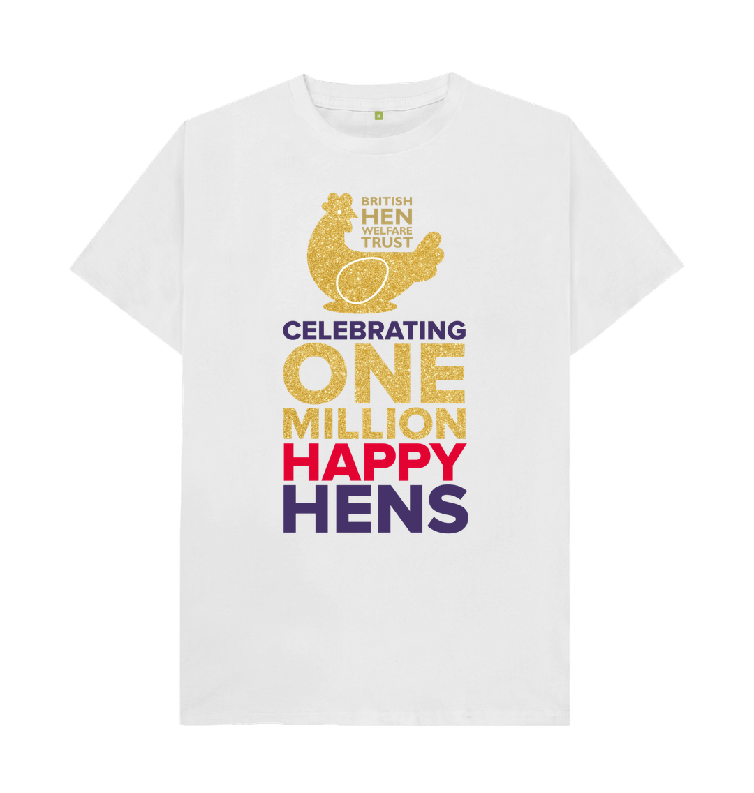 White Unisex Celebrating One Million Happy Hens T-Shirt in White