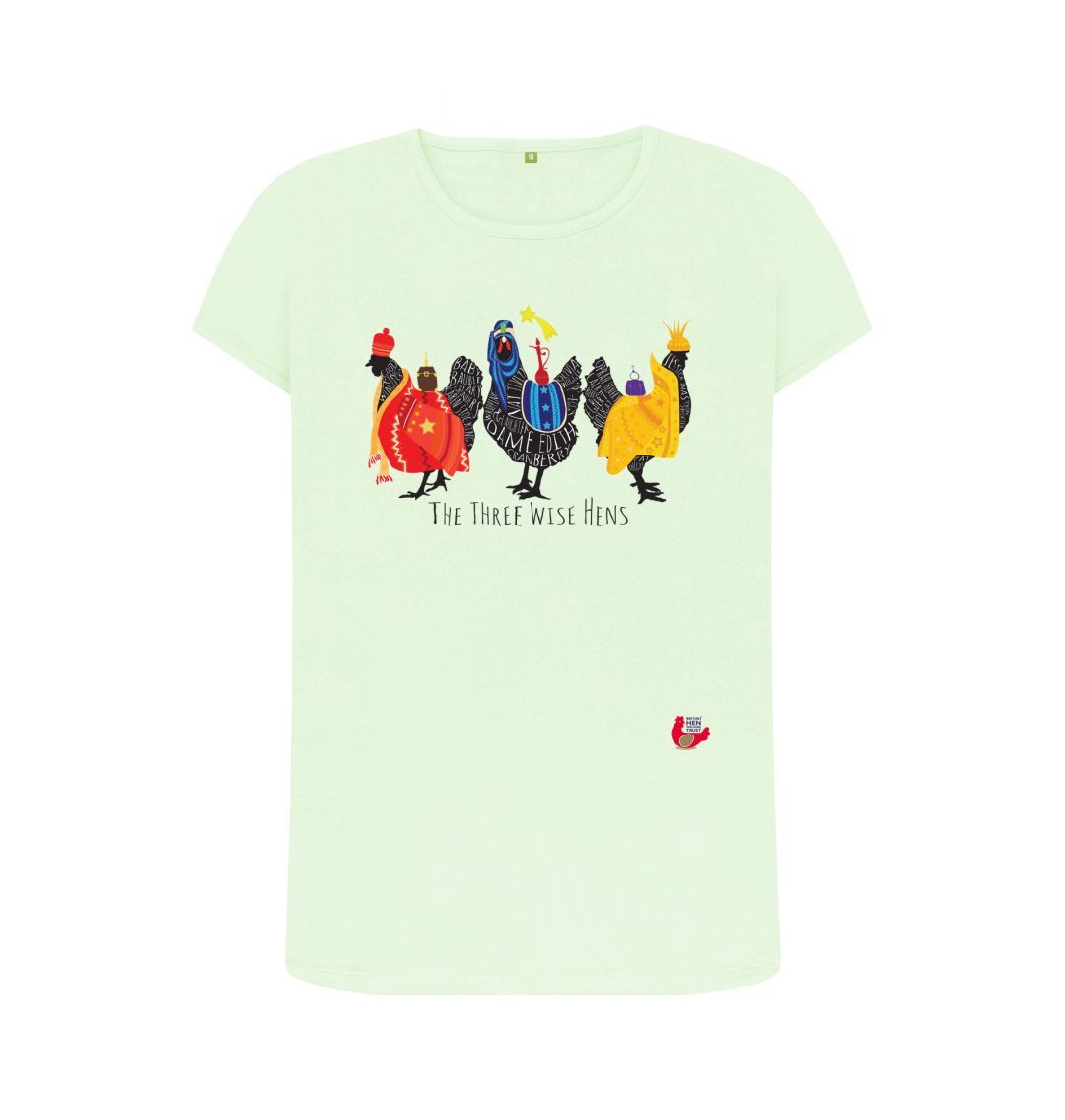 Pastel Green Women's Short Sleeve Crew Neck T-Shirt - Bob Mortimer Three Wise Hens