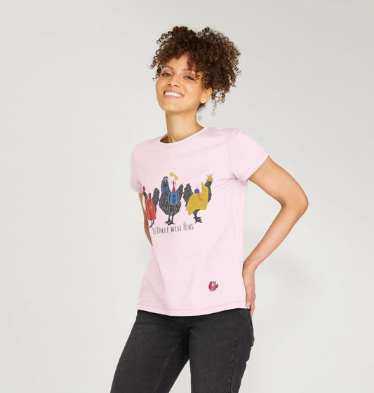 Women's Short Sleeve Crew Neck T-Shirt - Bob Mortimer Three Wise Hens