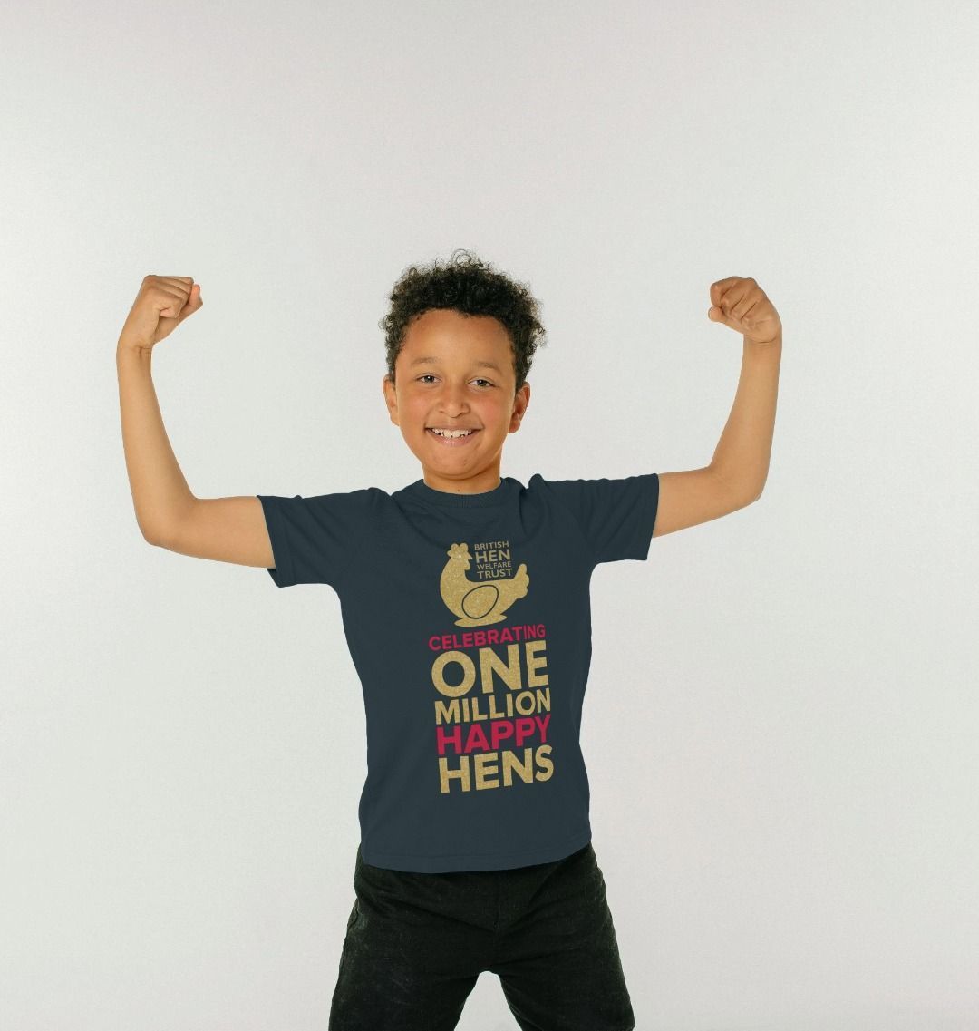 Kids Unisex Celebrating One Million Happy Hens T-Shirt in Navy