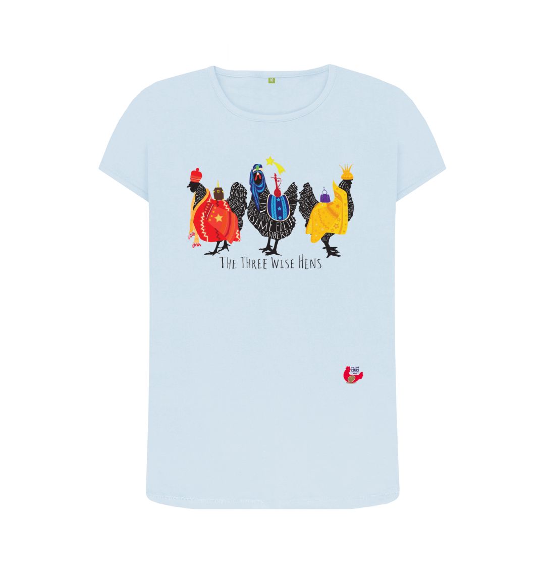 Sky Blue Women's Short Sleeve Crew Neck T-Shirt - Bob Mortimer Three Wise Hens